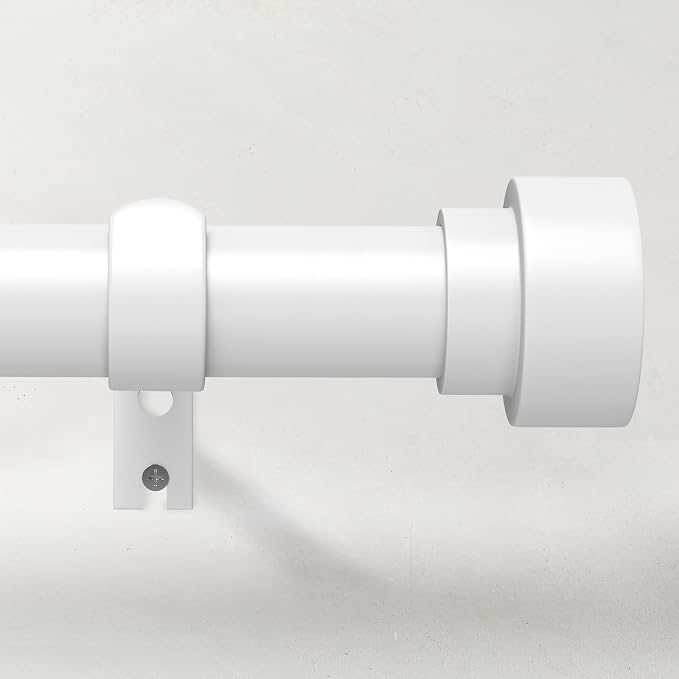 Curtain Rods for Windows 66 to 120, 1 Inch Adjustable White Extra Long Heavy by TimeForest