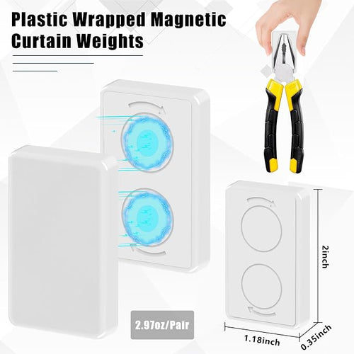 18pcs Outdoor Curtain Weights, Plastic Wrapped Magnetic Drapery Weights - Image 2