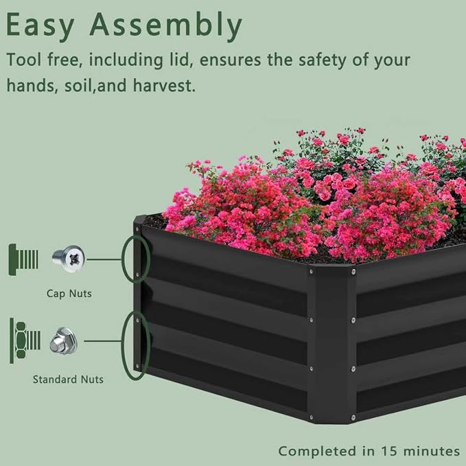 2PCS 8x2x1FT Galvanized Raised Garden Bed, Planter Raised Beds-Metal Garden Box - Image 7