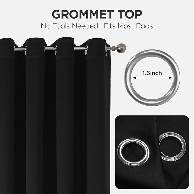 Joydeco Blackout Patio Sliding Door Curtains 84 Inches Long, Grommet Privacy - Image 7