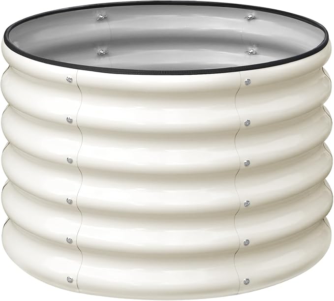 SnugNiture Raised Garden Bed, 2×2×1.5ft Round Galvanized Outdoor Planter Box by snugniture