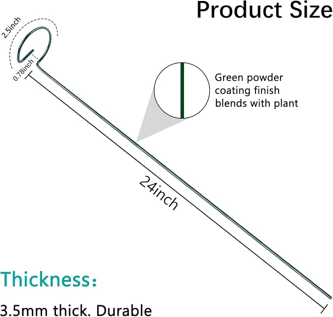 24 Inch 12 Packs Plant Support Stakes, Garden Single stemmed Plant Support Hoops - Image 3