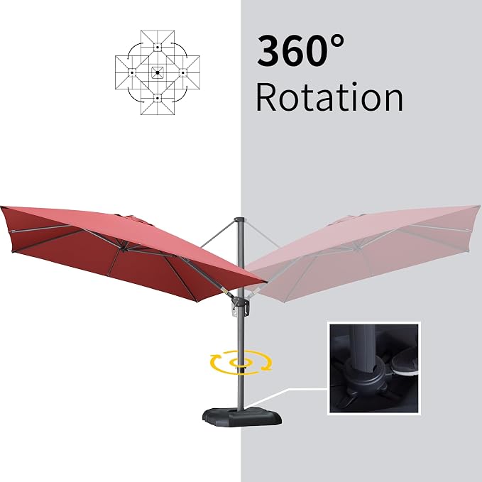 PURPLE LEAF 9' X 11.5' Patio Umbrella Outdoor Cantilever Rectangle Umbrella - Image 6