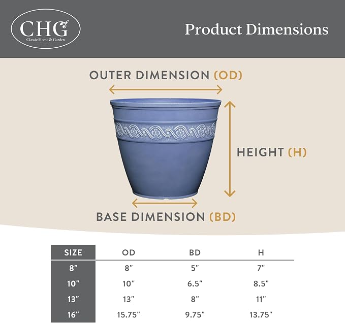 Classic Home and Garden Corinthian Round Planter, Desert Tan - Image 5