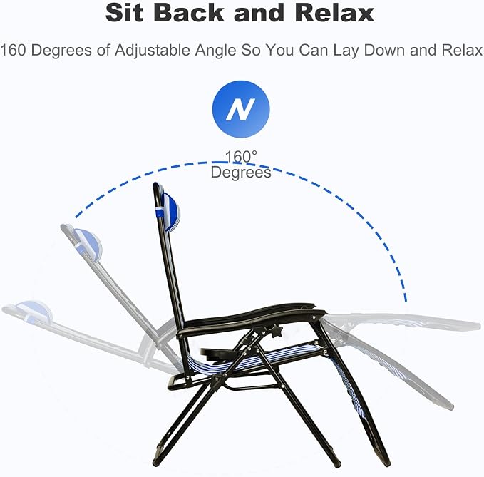 Nazhura Set of 2 Relaxing Recliners Patio Chairs Adjustable Steel Mesh Zero - Image 4