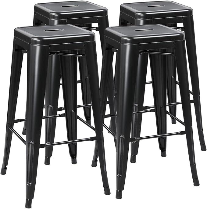 Yaheetech 30 Inch Metal Bar Stools Set of 4, Bar Height Backless Bartools by Yaheetech