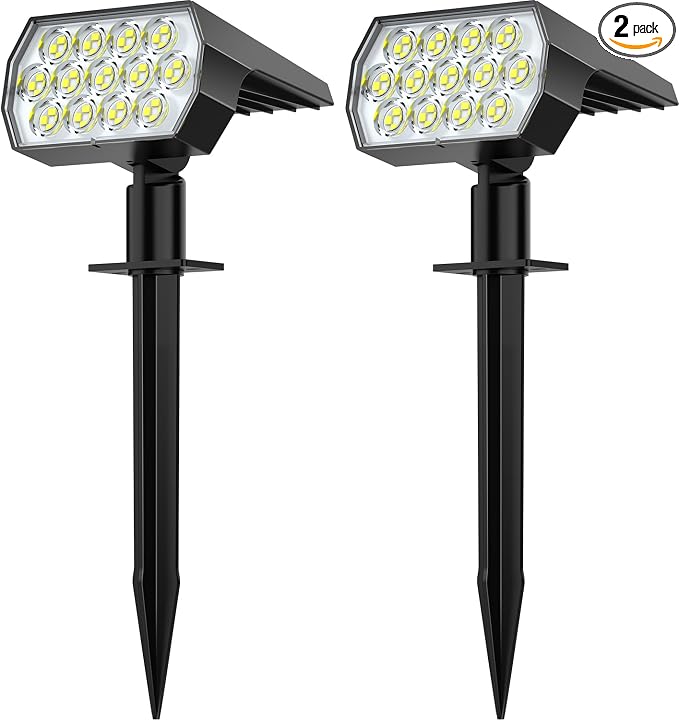 Solar Spot Lights Outdoor Waterproof IP65, 2-in-1 Solar Landscaping Spotlights by FratinkSolarLights