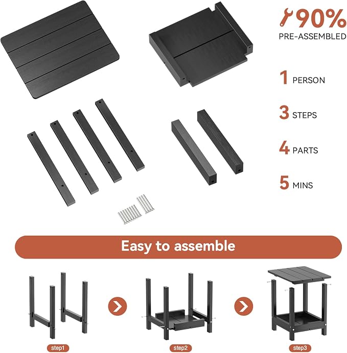 Outdoor Side Table for Garden, Living Room Adirondack Tables for Outside 2-Tier - Image 7