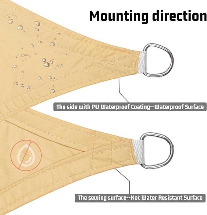LOVE STORY Right Triangle 8'x12'x14.4' Waterproof Sun Shade Sail Canopy UV Block - Image 4
