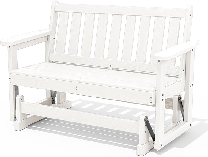 SERWALL 2 Person Patio Glider Rocking Chair, HDPE Material Weather-Resistant by SERWALL