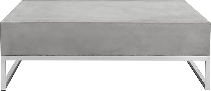 SAFAVIEH Outdoor Collection Eartha Modern Dark Grey Concrete Coffee Table - Image 5