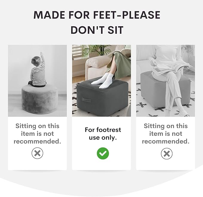 MeMoreCool Square Stuffed Pouf Ottoman Foot Rest, Floor Pouf Foot Stool - Image 3