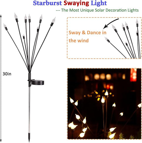 2 Pack Each 8 LEDs Solar Garden Lights Waterproof Outdoor Landscape Path - Image 2