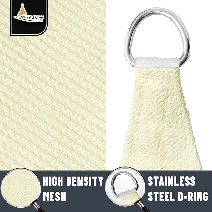 LOVE STORY Custom Size 8'x9' Butter Cream Sun Shade Sail Rectangle UV Block - Image 5