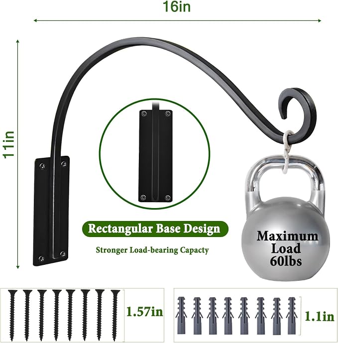 16 Inch Plant Hangers Outdoor 2 Pack, Plant Hanging Hook Bracket - Image 3