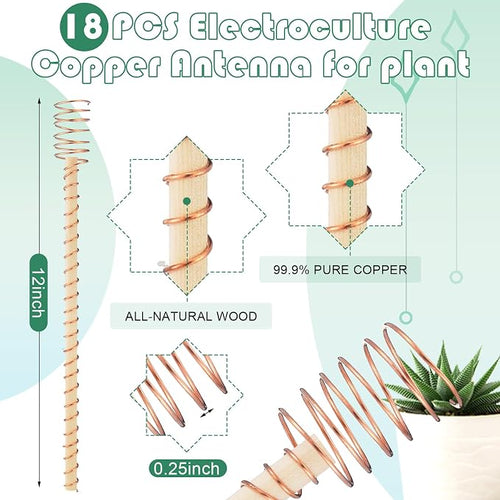 18 Pcs Electroculture Plant Stakes 12 Inches Long Copper Garden Stakes - Image 2