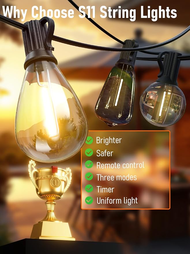 luckystyle 100FT LED Outdoor String Lights - Image 4