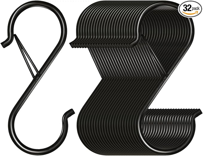 32 Pack S Hooks for Hanging, 3.5 inch Heavy Duty Metal S Hooks by Waitkey