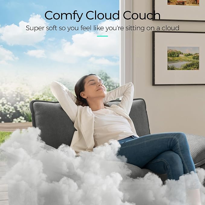 LINSY HOME 90'' Cloud Loveseat Sofa, Modular Sectional Couches Corduroy Cloud - Image 5