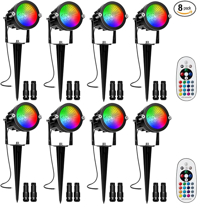 RGBW Low Voltage Landscape Lights, 10W 12/24V Color Changing Landscape Lighting by REEGOLD
