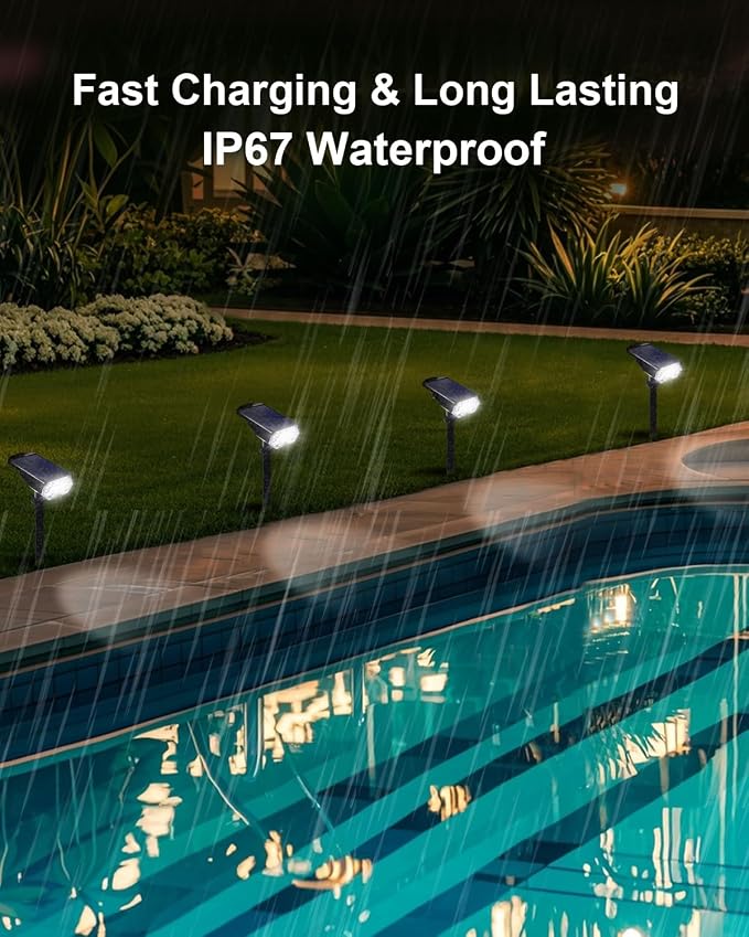 4 Pack Solar Powered Outdoor Spot Lights Outside Waterproof 20 LEDs Landscape - Image 6