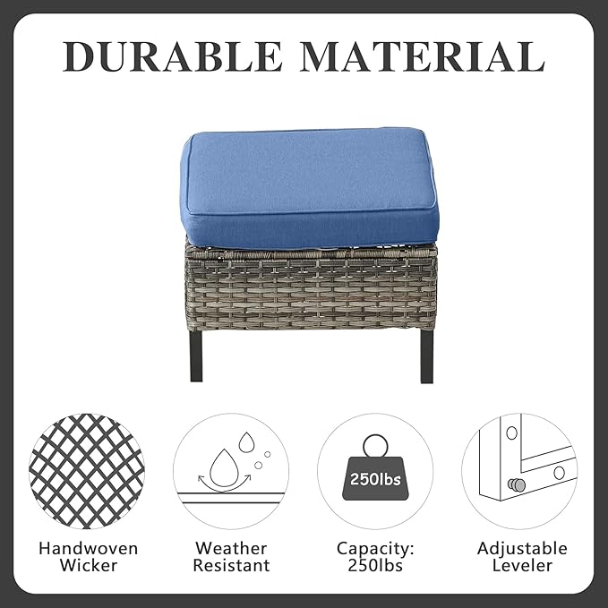 Belord 6 Piece Outdoor Furniture Patio Wicker Sofa Set, Oversize Outdoor Dining - Image 8