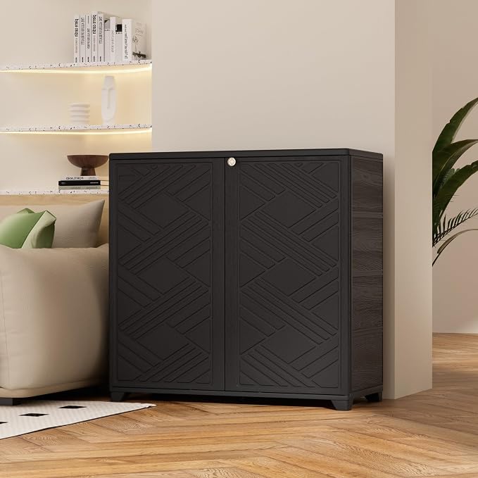 ADDOK Indoor Outdoor Plastic Storage Cabinet 34"x15"x34", Outdoor Storage Shed - Image 7