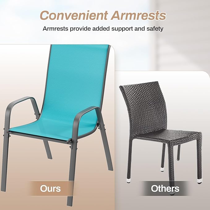 TLSUNNY Patio Chairs, Stackable Textilene Outdoor Dining Furniture - Image 8