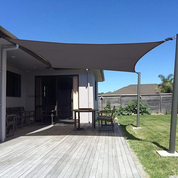 SUNNY GUARD Custom Size 5'x7' Dark Grey Sun Shade Sail Rectangle UV Block Shade by SUNNYGUARD