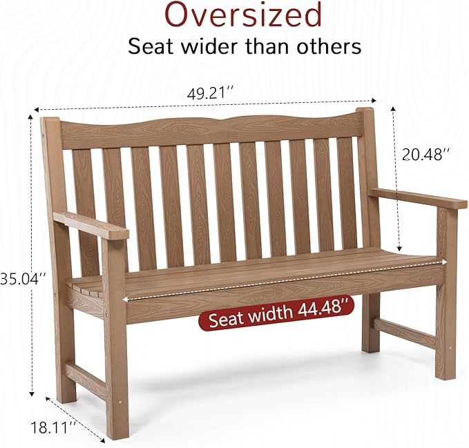 Stoog Outdoor Benches Set of 2, 2-Person Poly Lumber Garden Bench - Image 3