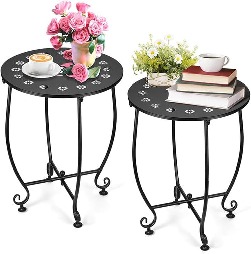 2 Pack 14 Inch Outdoor Side Tables by DARCKLE