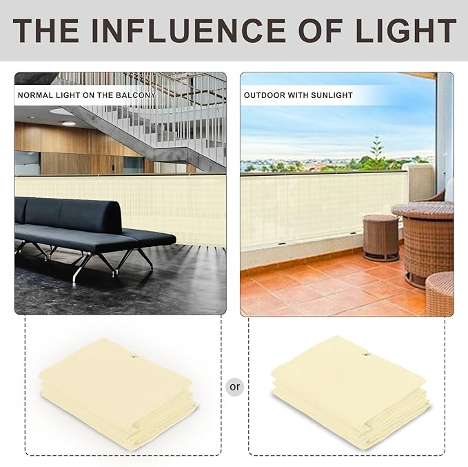 LOVE STORY Custom Size 3'x3' Butter Cream Balcony Privacy Screen, UV Block - Image 2