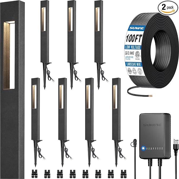 SUNVIE All-In-One LED Low Voltage Landscape Lighting Kit, 3000K Waterproof by SUNVIE