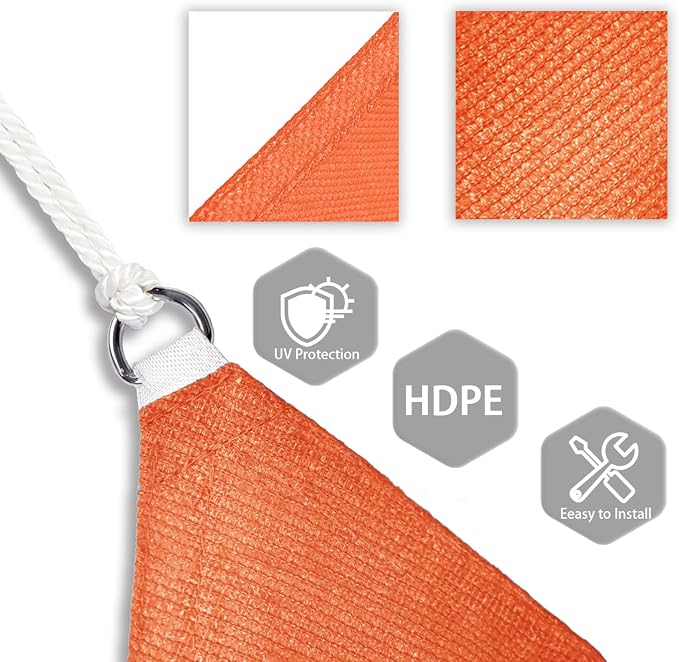 Patio Paradise 7' x 7' x 7' Sun Shade Sail Triangle Canopy Shade Cloth Fabric - Image 3