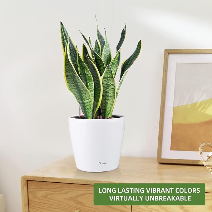 Dexceder 9x8 Inches High Gloss Self Watering Planter Indoor Outdoor, Inner Pot - Image 6