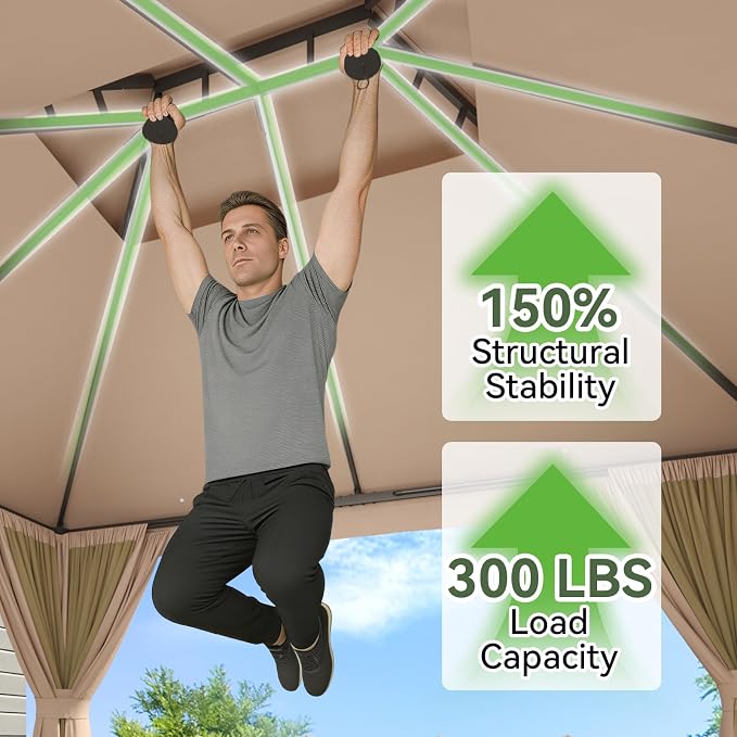 Aoxun Outdoor Gazebo for Patio 10x12 Metal Frame Canopy - Image 5