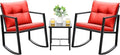 Devoko 3 Piece Rocking Bistro Set Wicker Patio Outdoor Furniture Porch Chairs by DEVOKO