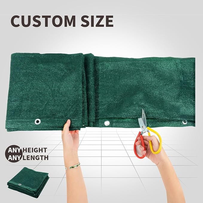 LOVE STORY Custom Size 3'x26' Dark Green Balcony Privacy Screen, UV Block - Image 2