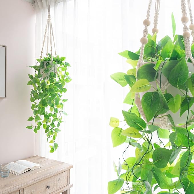 Mkono 3 Pack Macrame Plant Hangers Indoor Different Size Hanging Planter Basket - Image 4
