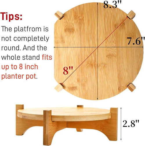 2 Pack Bamboo Plant Stand, Mid Century Modern Planter Stand, Detachable Flower - Image 2