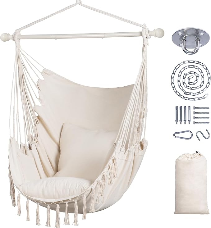 SUNCREAT Hammock Chair Hanging Rope Swing Seat-Max 450lbs Capacity, Extra Large by SUNCREAT