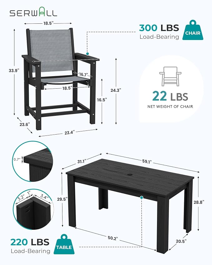 SERWALL 10 Piece Outdoor Dining Table Sets - Image 3