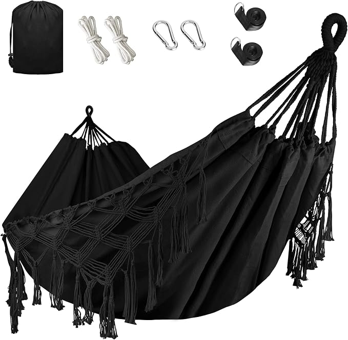 Bellzacasa Double Hammock, Heavy Duty 500 lb Load Capacity Tassels and Fishtail by Bellzacasa