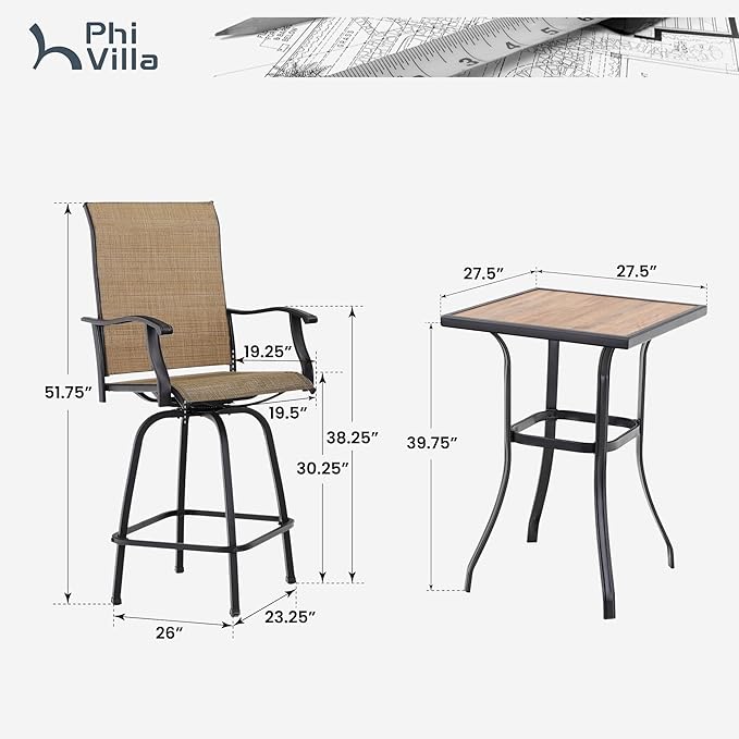 PHI VILLA 5 Piece Outdoor Bar Set - Image 8