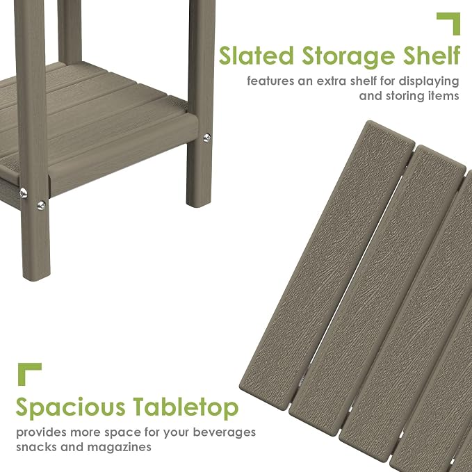 GREENVINES Adirondack-Outdoor-Side-Table | Wood Grain | 14 x 13 Inches | HDPE - Image 7