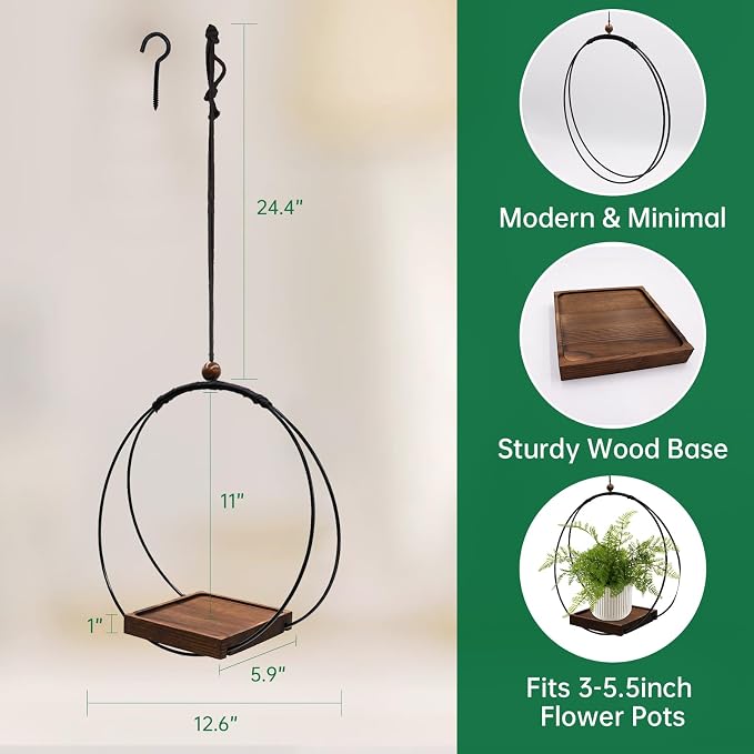 4 Pack Hanging Planters for Indoor Plants, Plant Hanger - Image 4