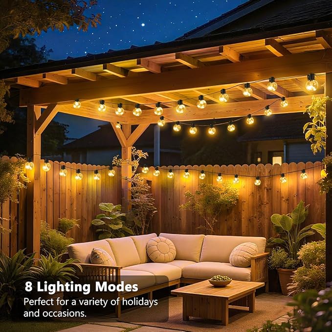 Outdoor String Lights, 25ft 20 LED Bulbs Hanging Patio Lights Dimmable - Image 2