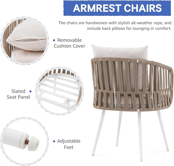 SUNSITT 5 Piece Outdoor Dining Set, Metal Patio Furniture Dining Set - Image 5