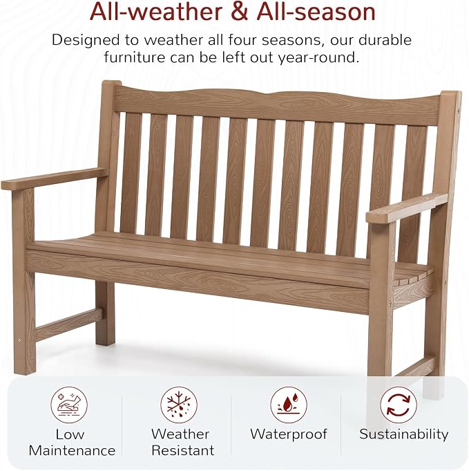 Stoog Outdoor Benches Set of 2, 2-Person Poly Lumber Garden Bench - Image 4