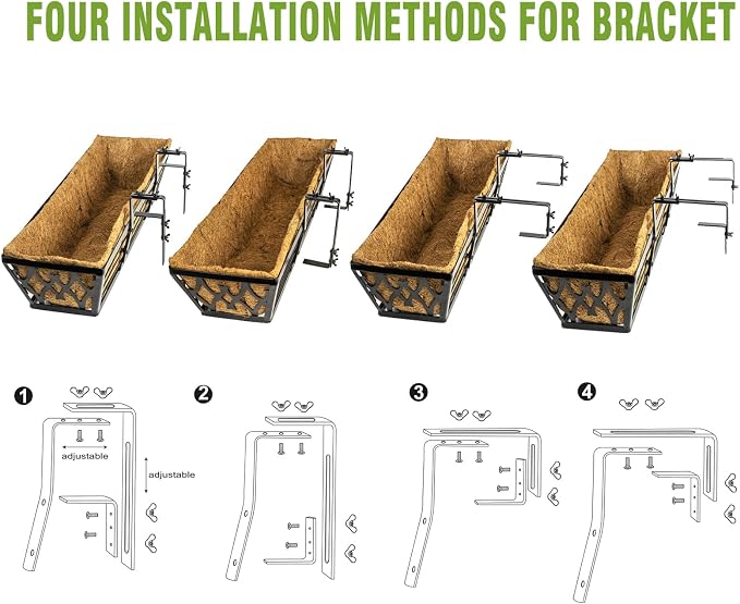 2 Pack 24 Inch Window Boxes Planters Railing Planter Box - Image 5
